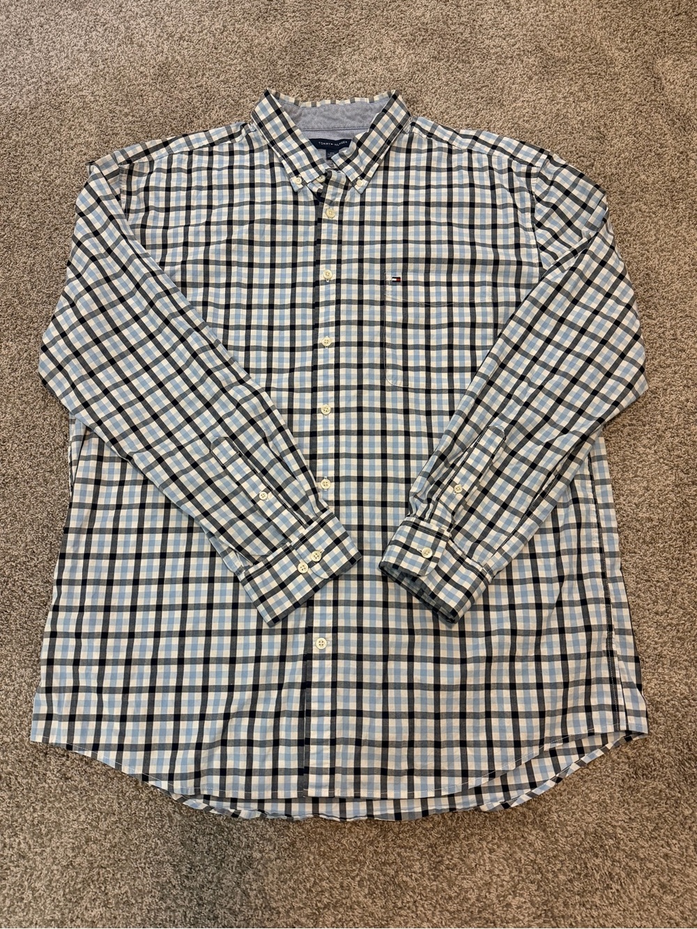 Tommy Hilfiger Blue & White Plaid Button-Down Shirt